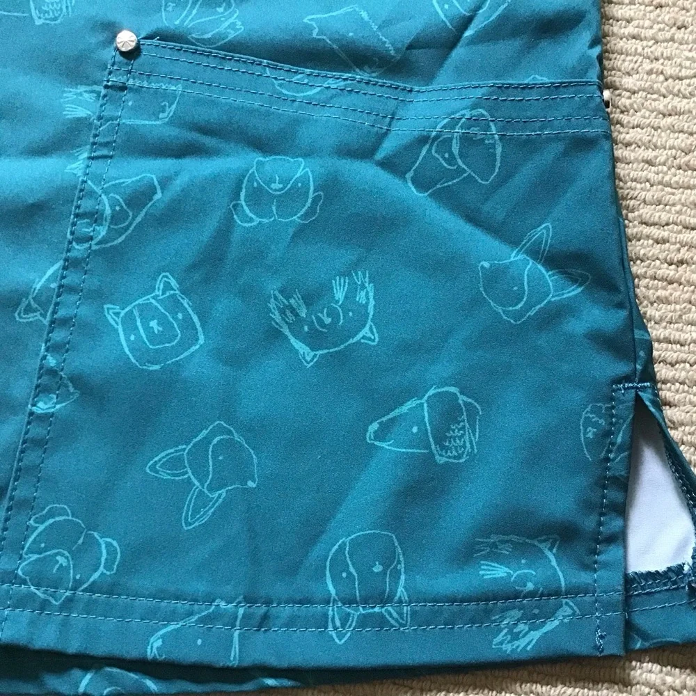 Scrubletics Teal Patterned Scrub Top - Picture 3 of 7